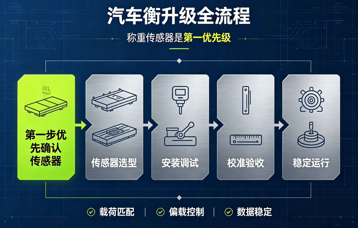 汽车衡升级全流程,称重传感器选型,新益德平台秤