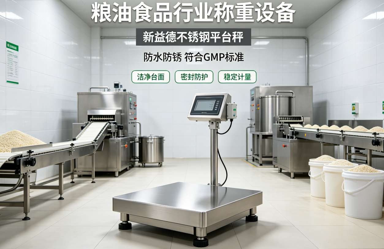 不锈钢平台秤、食品级称重设备、GMP标准称重、防水防锈平台秤、新益德称重